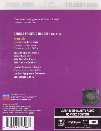 Colin Davis: Handel Messiaeh [Blu-Ray]