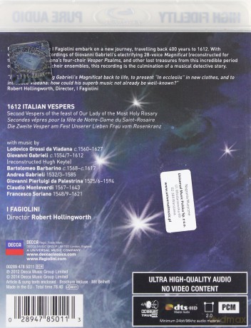 I Fagiolini: 1612 Italian Vespers [Blu-Ray]