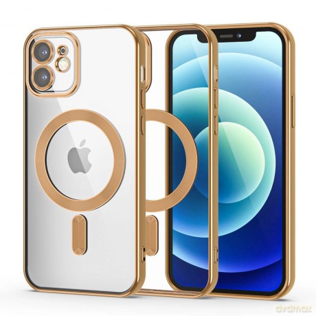 Etui Tech-Protect MagShine Line MagSafe na iPhone 12 - złote