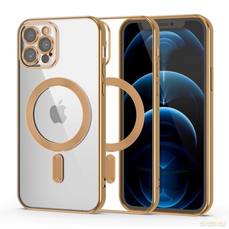 Etui Tech-Protect MagShine Line MagSafe na iPhone 12 Pro Max - złote