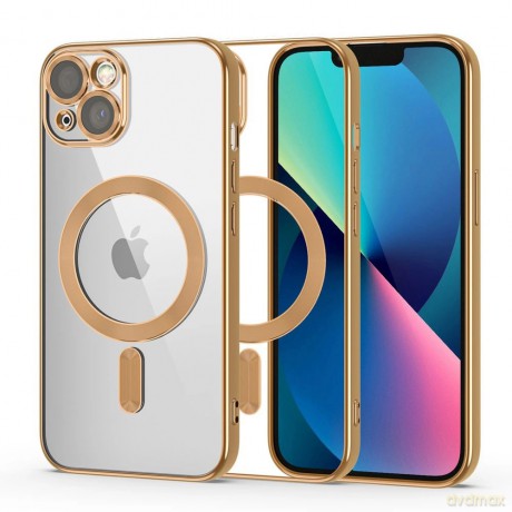 Etui Tech-Protect MagShine Line MagSafe na iPhone 13 - złote