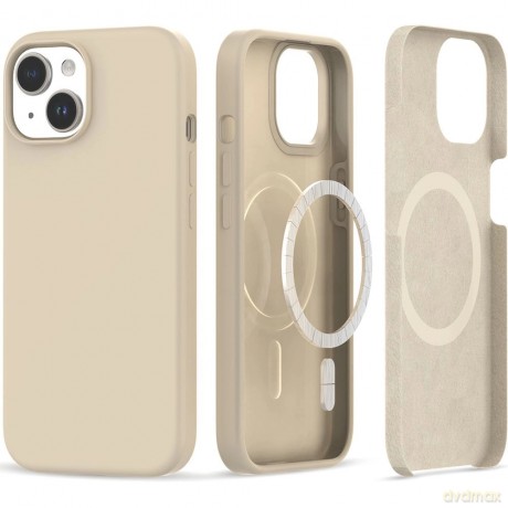 Etui Tech-Protect Silicone MagSafe na iPhone 15 - beżowe