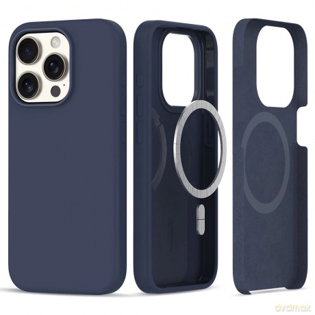 Etui Tech-Protect Silicone MagSafe na iPhone 15 Pro Max - granatowe