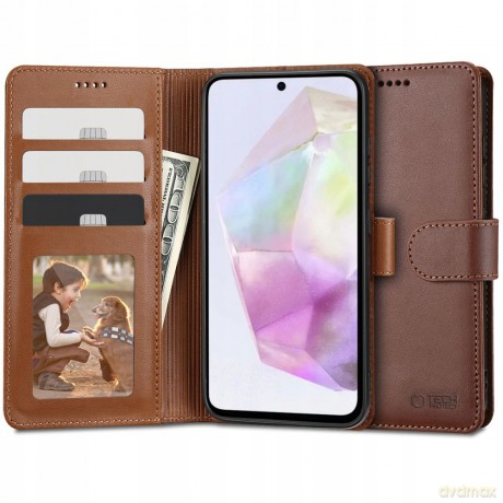 Etui Tech-Protect Wallet na Samsung Galaxy A35 5G - brązowe