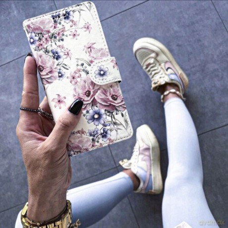 Etui Tech-Protect Wallet na Samsung Galaxy A35 5G - różowe kwiaty