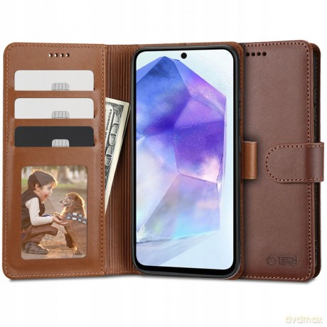Etui Tech-Protect Wallet na Samsung Galaxy A55 5G - brązowe
