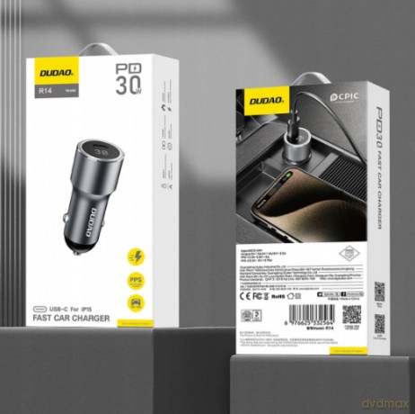 Ładowarka Dudao R14 samochodowa USB-C 30W PD - srebrna
