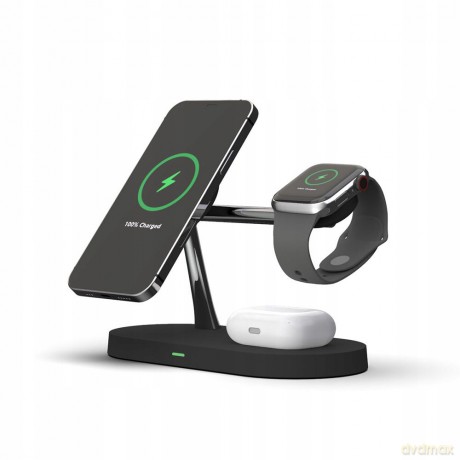 Ładowarka Tech-Protect A12 indukcyjna 3w1 MagSafe na smartfon / słuchawki / smartwatch - czarna