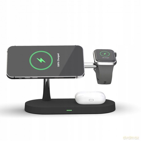 Ładowarka Tech-Protect A12 indukcyjna 3w1 MagSafe na smartfon / słuchawki / smartwatch - czarna