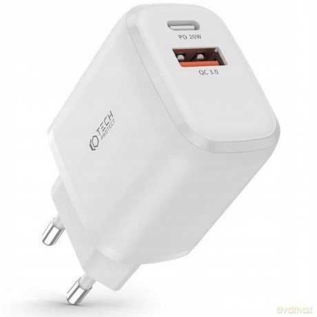 Ładowarka Tech-Protect C20W sieciowa 2x USB-C PD 20W - biała