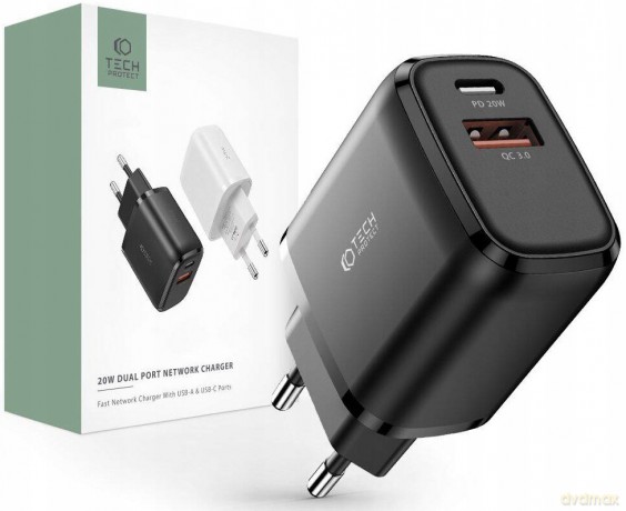 Ładowarka Tech-Protect C20W sieciowa 2x USB-C PD 20W - czarna