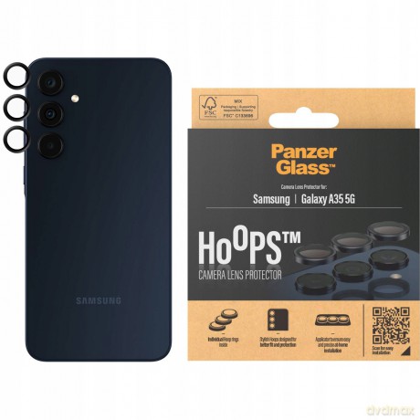 Ochrona aparatu PanzerGlass Hoops Camera na Samsung Galaxy A35 5G - z czarną ramką