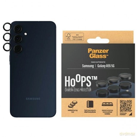 Ochrona aparatu PanzerGlass Hoops Camera na Samsung Galaxy A55 5G - z czarną ramką
