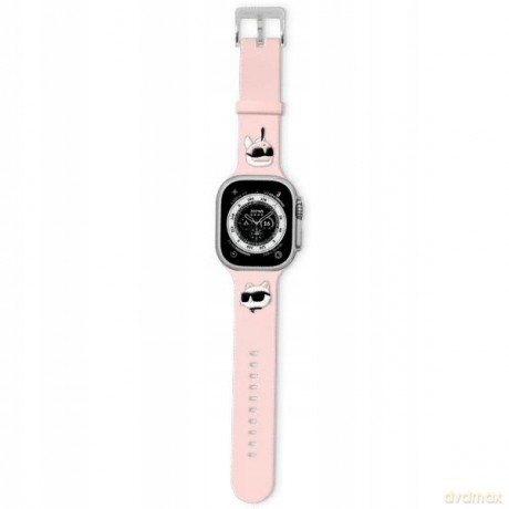 Pasek Karl Lagerfeld 3D Rubber Karl&Choupette Heads na Apple Watch 38/40/41mm - różowy