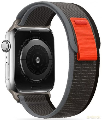 Pasek Tech-Protect Nylon na Apple Watch 4 / 5 / 6 / 7 / 8 / 9 / SE / Ultra 1 / 2 (42/44/45/49 mm) - czarno-pomarańczowy