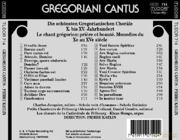 Gregoriani Cantus: Les Choeurs de Pierre Kaelin Fribourg [CD]