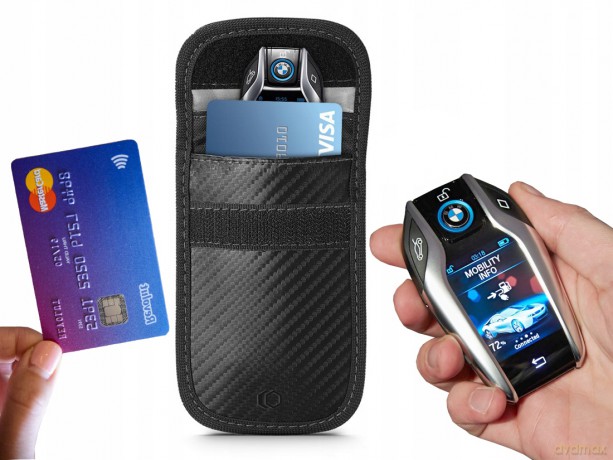 Pokrowiec RFID Tech-Protect V1 na kluczyki samochodowe - czarny karbon