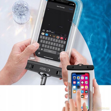 Pokrowiec Tech-Protect Waterproof Case UWC7 wodoodporny na urządzenia do 6.9" - czarno-pomarańczowy
