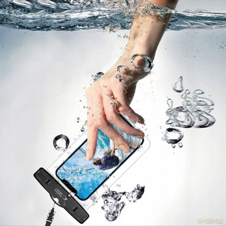 Pokrowiec Tech-Protect Waterproof Case UWC7 wodoodporny na urządzenia do 6.9" - czarno-pomarańczowy