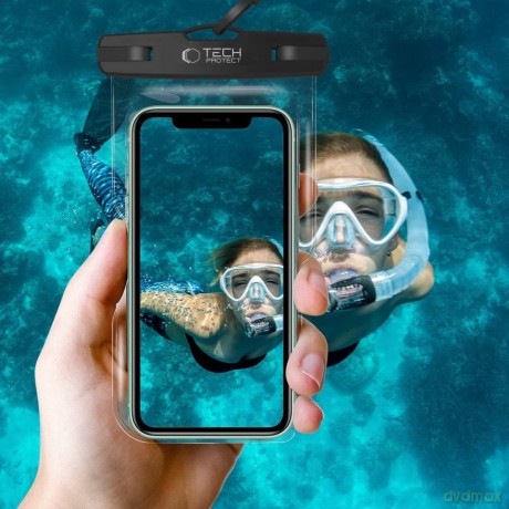 Pokrowiec Tech-Protect Waterproof Case UWC7 wodoodporny na urządzenia do 6.9" - czarno-pomarańczowy
