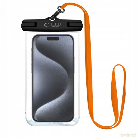 Pokrowiec Tech-Protect Waterproof Case UWC7 wodoodporny na urządzenia do 6.9" - czarno-pomarańczowy