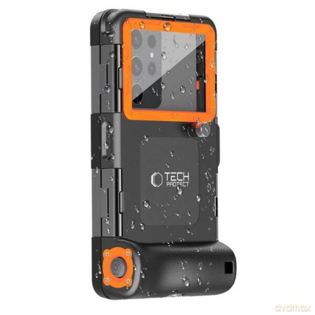 Pokrowiec Tech-Protect Waterproof Case wodoodporny IPX8 na smartfony 4.7-6.7" - czarno-pomarańczowy