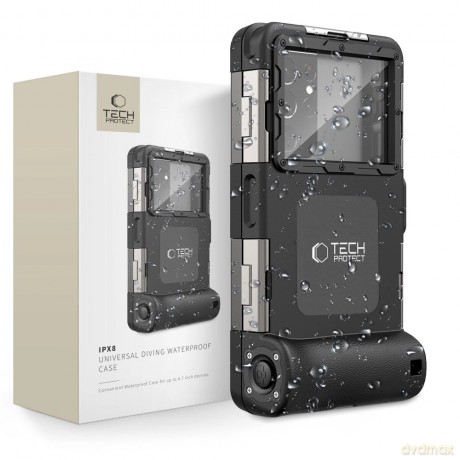 Pokrowiec Tech-Protect Waterproof Case wodoodporny IPX8 na smartfony 4.7-6.7" - czarny