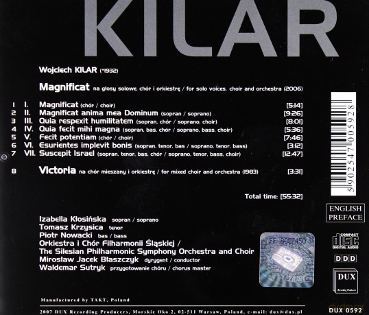 Wojciech Kilar: MAGNIFICAT,  VICTORIA [CD]
