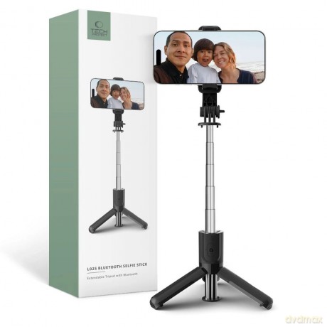 Selfie stick Tech-Protect L02S Bluetooth z tripodem do 72cm - czarny