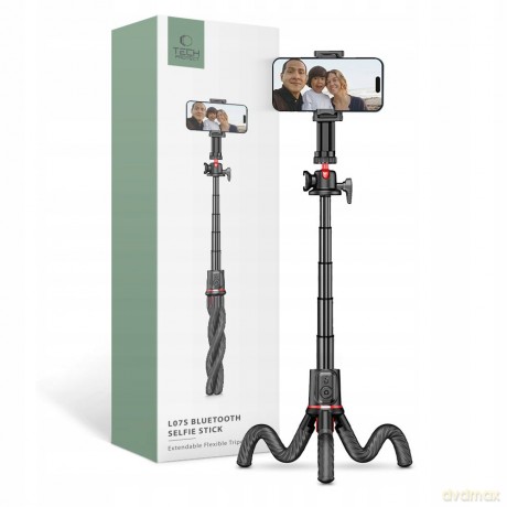 Selfie stick Tech-Protect L07S Bluetooth z elastycznym tripodem do 54cm i głowicą 360 - czarny