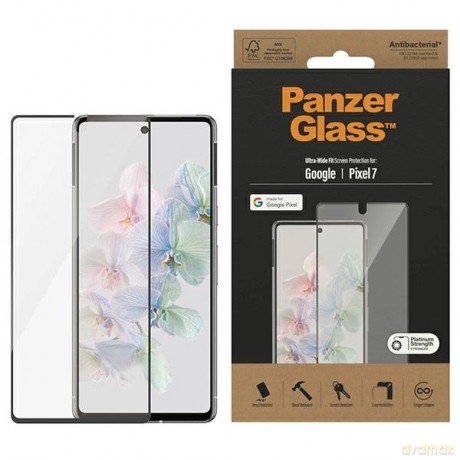 Szkło hartowane PanzerGlass Ultra-Wide Fit antybakteryjne na Google Pixel 7 - z czarną ramką