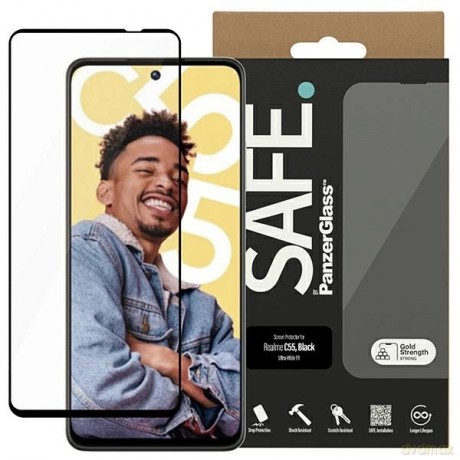 Szkło hartowane SAFE by PanzerGlass Ultra-Wide Fit na Realme C55 - z czarną ramką