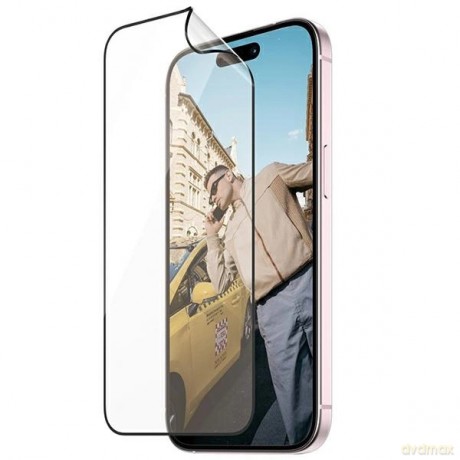 Szkło hybrydowe PanzerGlass Matrix Ultra-Wide-Fit na iPhone 15 z pozycjonerem