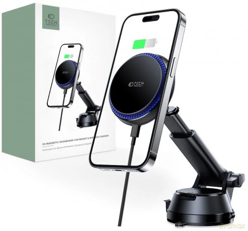 Uchwyt Tech-Protect MM15W-V4 samochodowy na telefon z ładowarką indukcyjną MagSafe 15W na kokpit - czarna