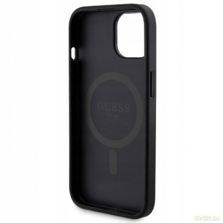 Zestaw etui Guess 4G Metal Logo na iPhone 15 + powerbank 5000mAh MagSafe - czarny
