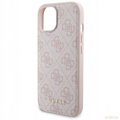 Zestaw etui Guess 4G Metal Logo na iPhone 15 + powerbank 5000mAh MagSafe - różowy