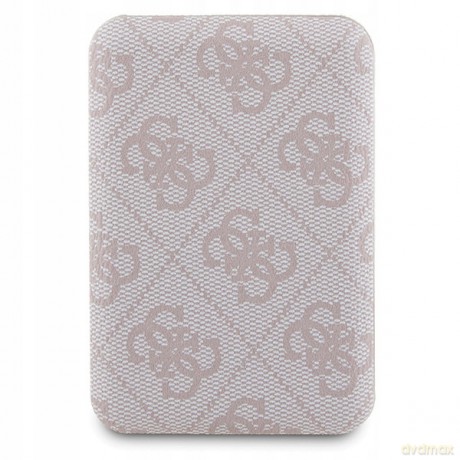 Zestaw etui Guess 4G Metal Logo na iPhone 15 + powerbank 5000mAh MagSafe - różowy