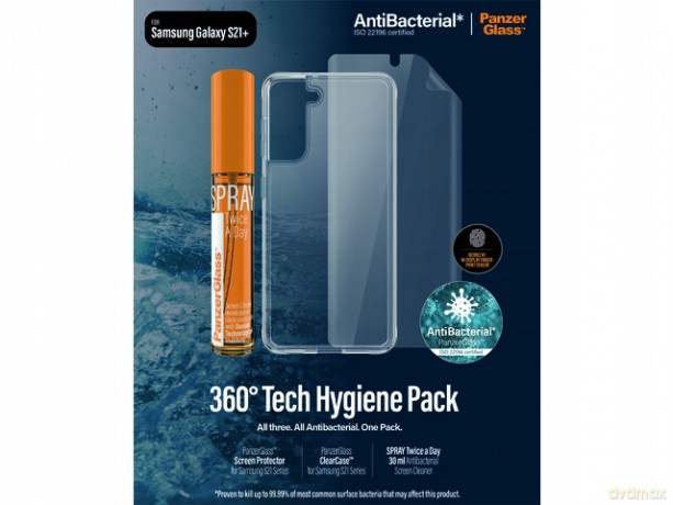 Zestaw ochronny PanzerGlass do Samsung Galaxy S21+ folia TPU + etui ClearCase + płyn czyszczący 30ml