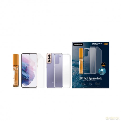 Zestaw ochronny PanzerGlass do Samsung Galaxy S21+ folia TPU + etui ClearCase + płyn czyszczący 30ml