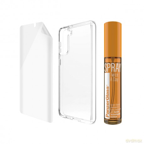 Zestaw ochronny PanzerGlass do Samsung Galaxy S21+ folia TPU + etui ClearCase + płyn czyszczący 30ml