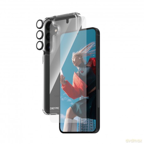 Zestaw PanzerGlass Bundle 3in1 etui przezroczyste + folia + osłona aparatu do Samsung Galaxy S24
