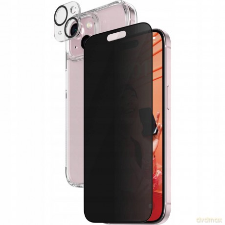 Zestaw PanzerGlass Privacy Bundle 3in1 etui przezroczyste + szkło prywatyzujące + osłona aparatu do iPhone 15