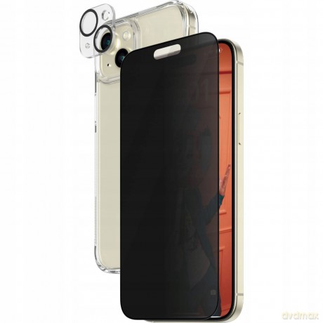 Zestaw PanzerGlass Privacy Bundle 3in1 etui przezroczyste + szkło prywatyzujące + osłona aparatu do iPhone 15 Plus