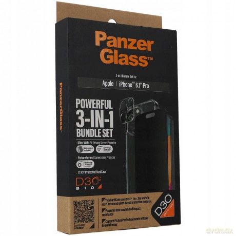Zestaw PanzerGlass Privacy Bundle 3in1 etui przezroczyste + szkło prywatyzujące + osłona aparatu do iPhone 15 Pro