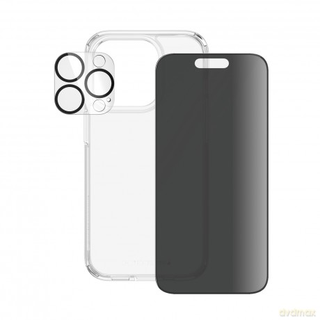 Zestaw PanzerGlass Privacy Bundle 3in1 etui przezroczyste + szkło prywatyzujące + osłona aparatu do iPhone 15 Pro