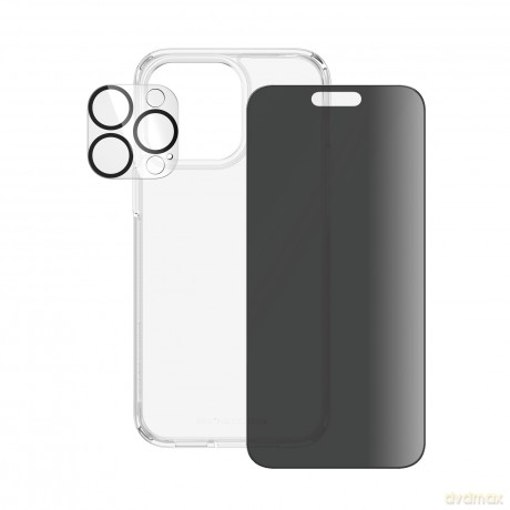 Zestaw PanzerGlass Privacy Bundle 3in1 etui przezroczyste + szkło prywatyzujące + osłona aparatu do iPhone 15 Pro Max