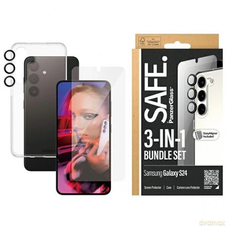 Zestaw SAFE by PanzerGlass etui + folia ochronna + osłona aparatu na Samsung Galaxy S24
