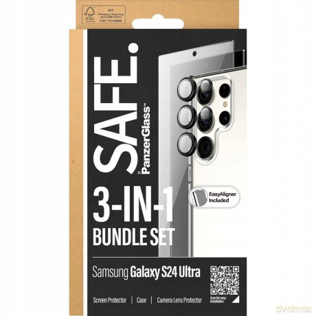 Zestaw SAFE by PanzerGlass etui + folia ochronna + osłona aparatu na Samsung Galaxy S24 Ultra