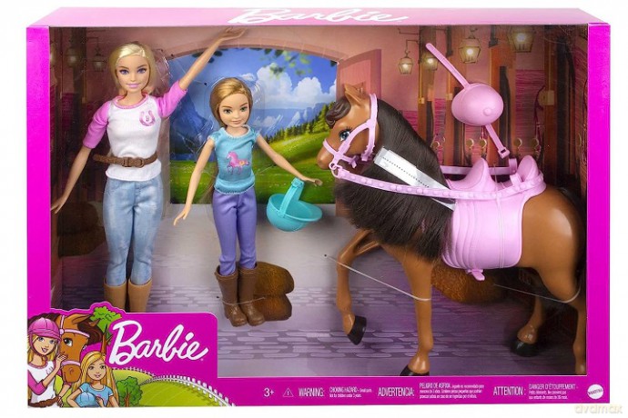 Barbie 2 lalki dżokejki + konik GXD65 /2