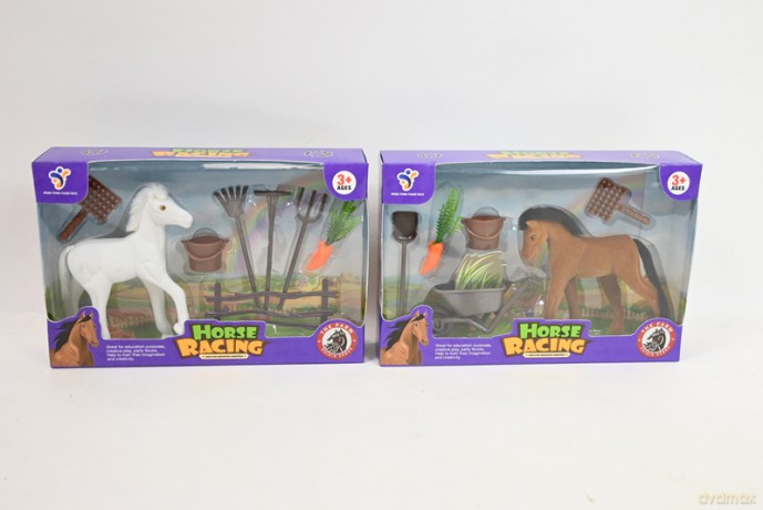 Koń flokowany 10cm akcesoria 2rodz HFK04 46007